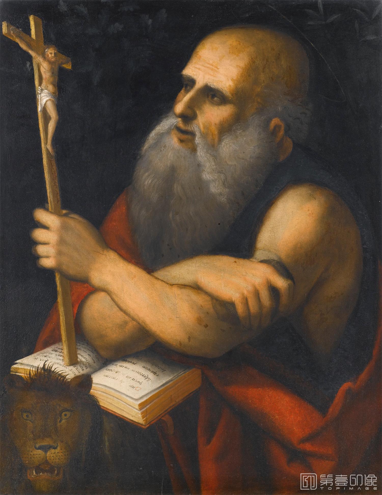 油画-匈牙利国家美术馆藏画-MILANESE-SAINT JEROME IN HIS STUDY-165